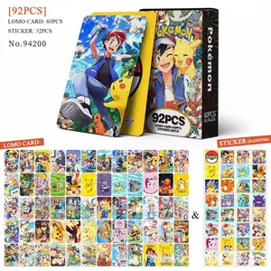 92 Pcs Pokémon Dual-Sided Lomo Cards Box Set, Greeting Cards, Postcards, Anime HD Collection Cards, Birthday Gift, Christmas Gift