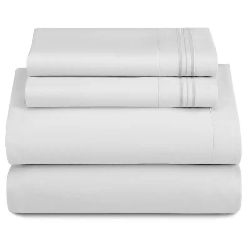 Classic Series King Size Solid-Color 4-Piece Microfibre Bedding Set - Soft Breathable Skin-Friendly Fabric, Embroidered Pillowcases, Bed Sheets, 16" Deep Pocket Fit, Hotel Luxury Style, No Filling, Lux Decor, Luxurious Beddings
