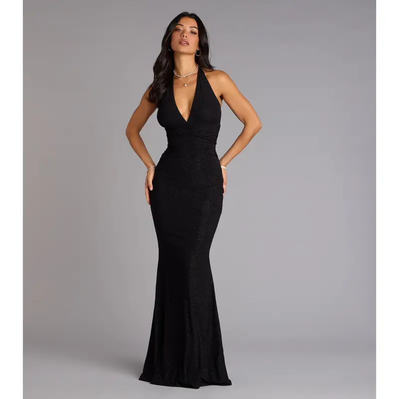 Maribeth Glitter Strappy Back Mermaid Formal Dress