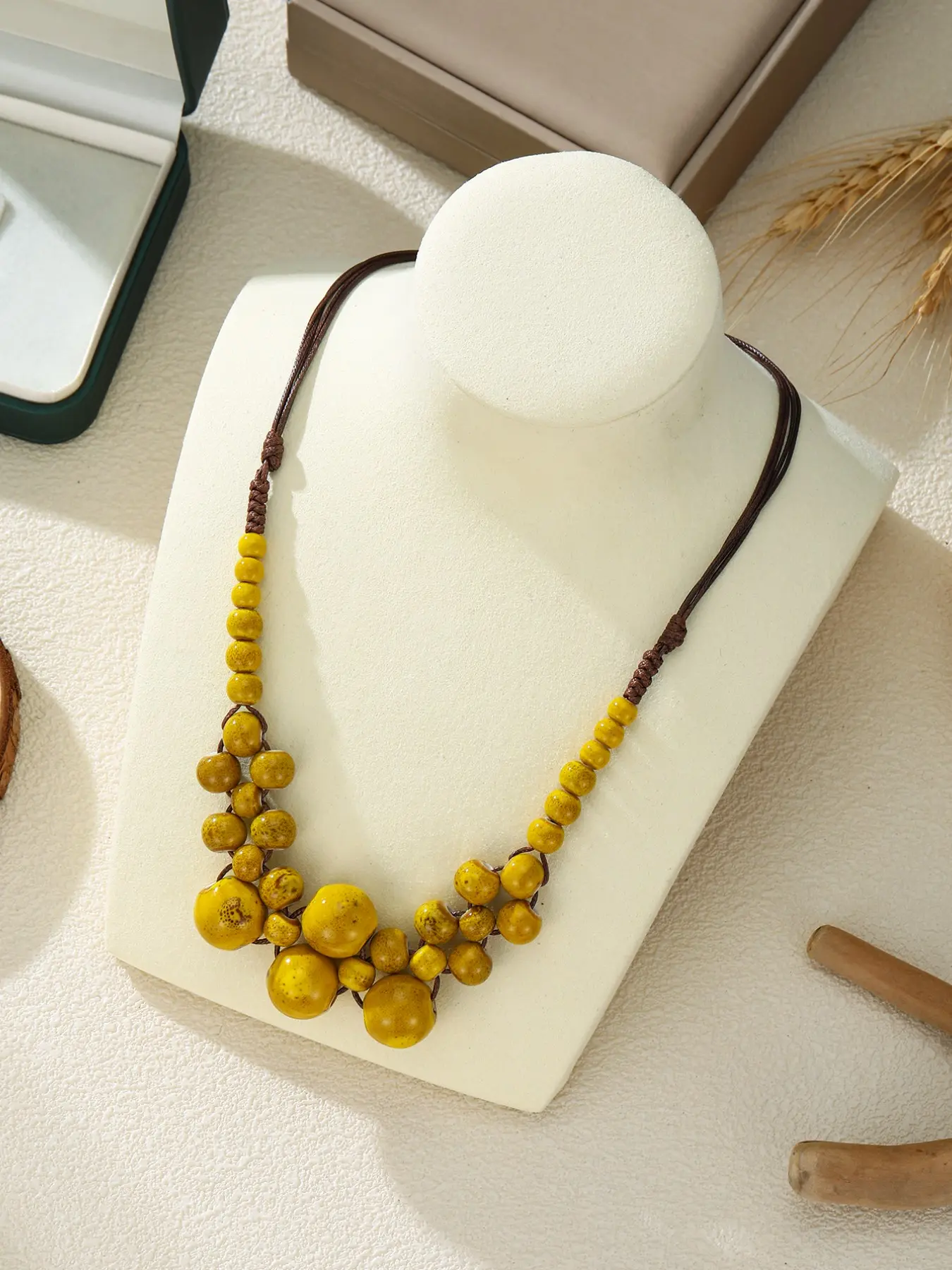 Unique Beaded Braided Rope Necklace, Boho Style Beaded Jewelry for Women, Festival Party Accessory, Gift Idea, Fashionable Pendant Design, Beaded Necklaces