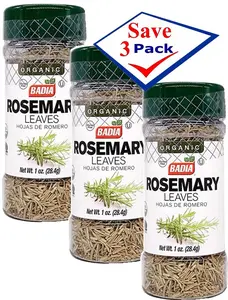 BADIA Certified Organic Dried Real Rosemary Herbs, 1 oz, Pack of 3, Seafood Seasoning & Flavor-Boosting Staple for US Cooking