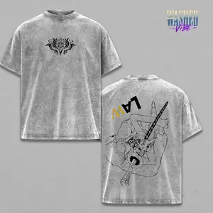 Retro Heavy Limited Trafalgar D. Water Law Washed Vintage Oversized Shirt, Anime Double Printed Graphic Tee, Heavy Cotton Manga Streetwear Outfit