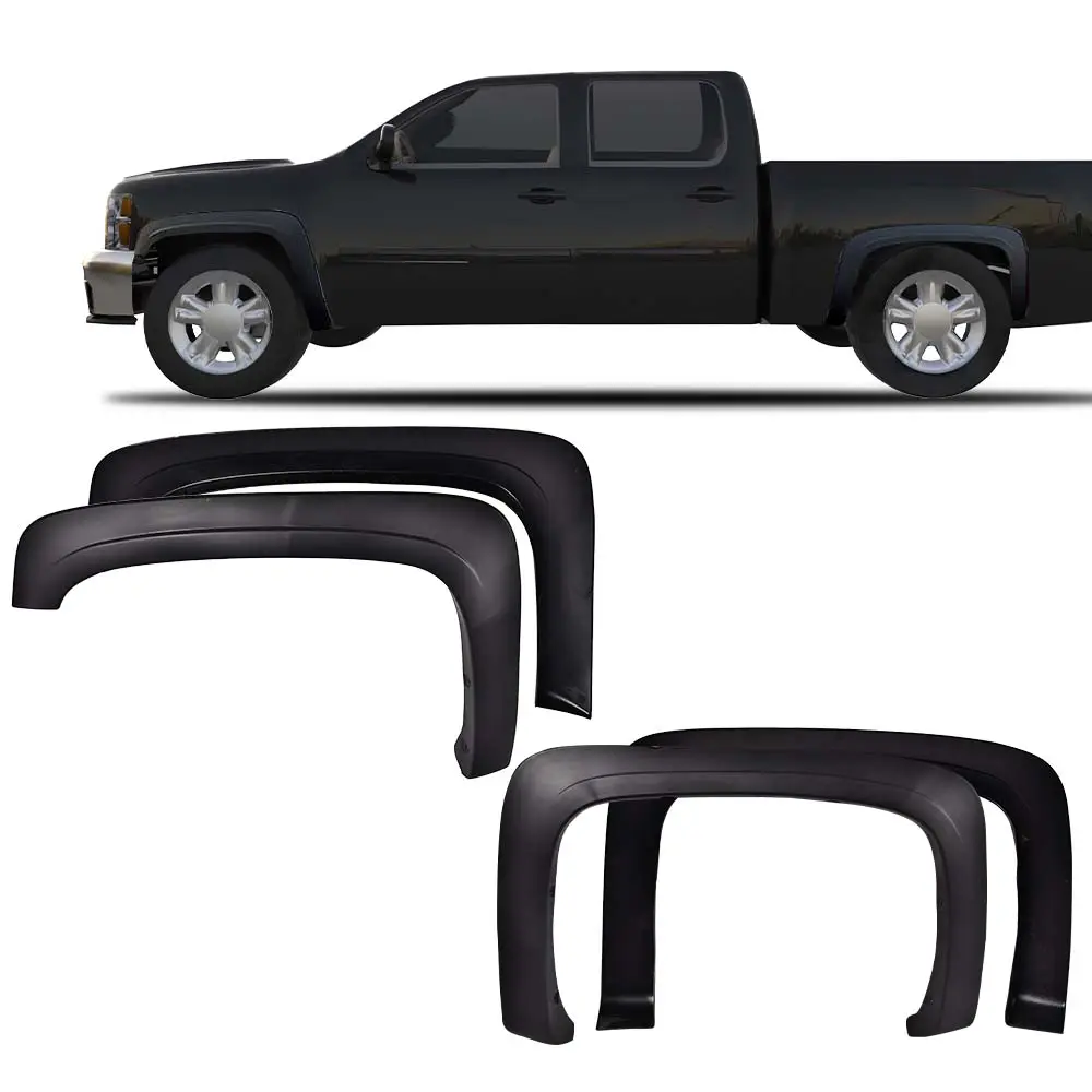 ALLGOOD 4PCS Textured Black Heavy Duty Off-Road Wheel Fender Flares Mud Flap Guards, Injection Molded Pocket Rivet Aggressive Style, Fit for Chevy Silverado 1500/2500HD/3500HD (07-14) 78.7in 6.5ft Bed Car Exterior Accessories, Maximum Tire Coverage
