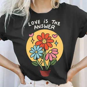 Love Is The Answer, Flowers LGBQT Shirt, Pride Month Shirt, LGBT Shirt, Rainbow Shirt, Retro Pride Shirt, Gay Pride Trendy Tshirt