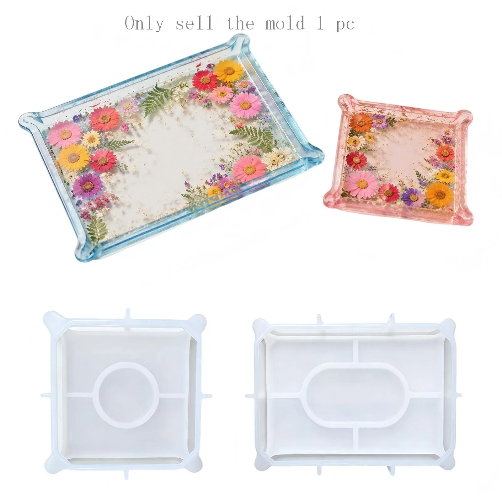Square Tray Silicone Mold, Dry Flower Resin Molding, Irregular Jewelry Storage Tray Mold, Art Toy, Handmade Crafts, No Ca Prop 65 Re/ca