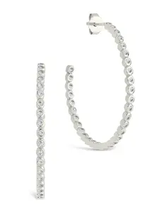 Sterling Silver Bezel Statement Bubble Hoops