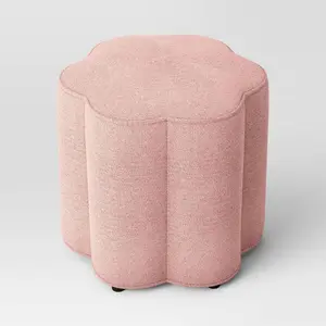 Scallop Upholstered Ottoman Pink - Room Essentials