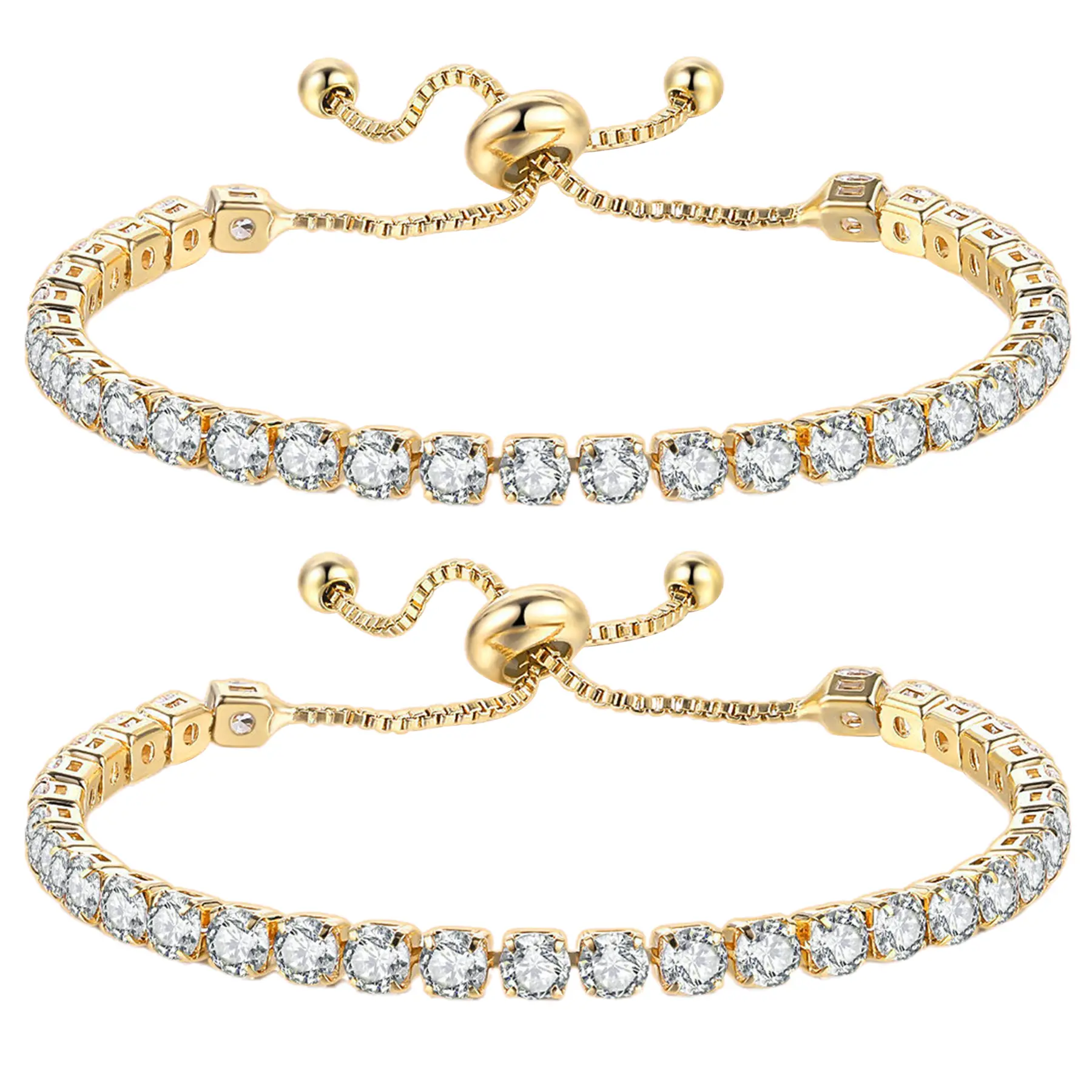 OIDEA Tennis Bracelets for Women, Cubic Zirconia Round Stone Stackable Set with Adjustable Slider, Elegant Jewelry Gift, Bracelet Stacks, Adjustable Slide Bracelets & Bangles