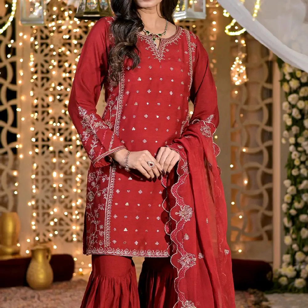 Red Viscose Gharara Red Viscose Gharara