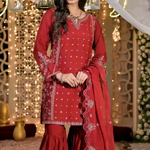 Red Viscose Gharara