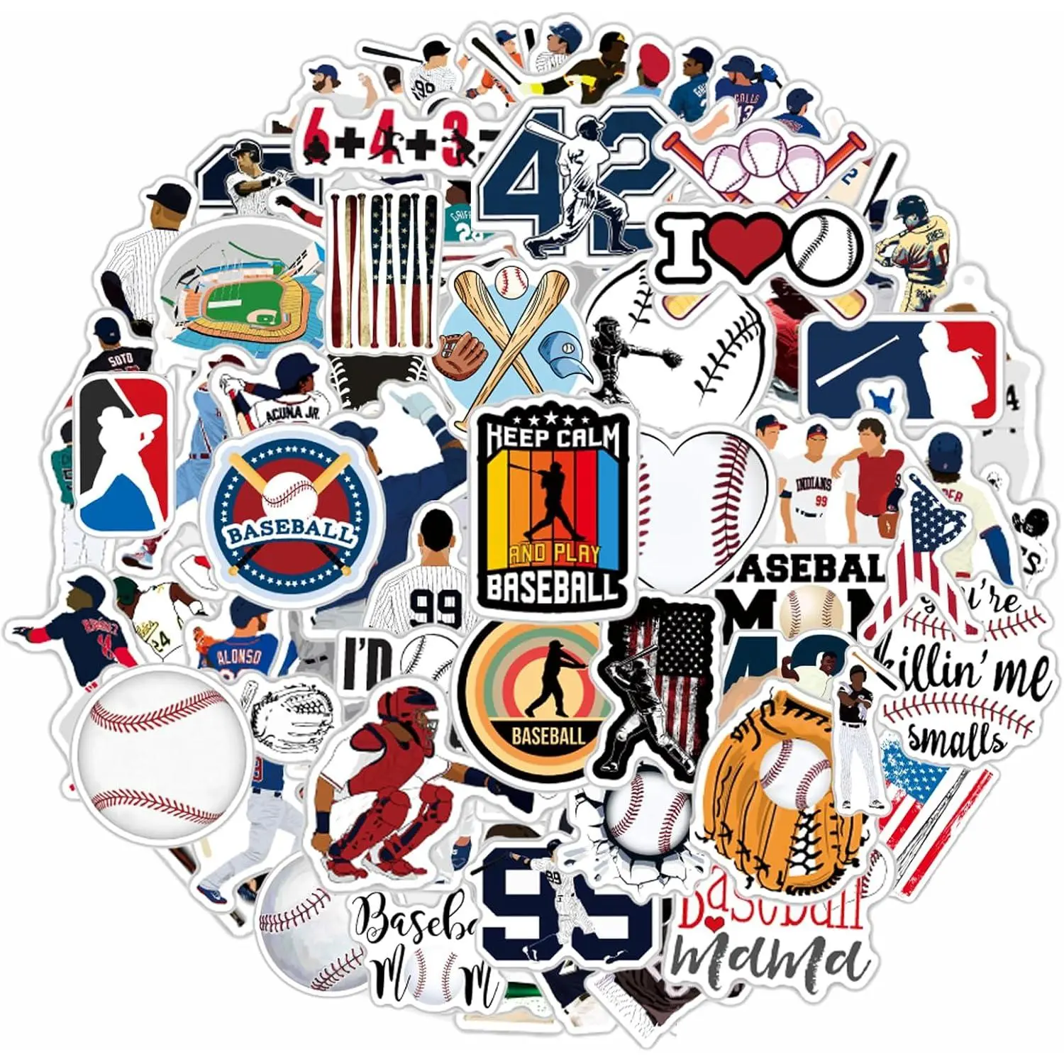Baseball Stickers 100 Pack, Baseball Stickers  Vinyl for Water Bottles,Baseball Sticker,Baseball  Stickers Gifts for Boys/Girls,Baseball Gifts for Teen Boys Stickers and Decals