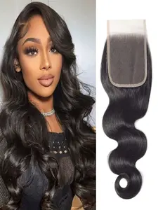 4x4 HD Lace Closure Body Wave Closure Human Hair Free Part Lace Closure 100% Unprocessed Brazilian Virgin Human Hair Extensions 150% Density Remy Human Hair Closure Pre Plucked Natural Black