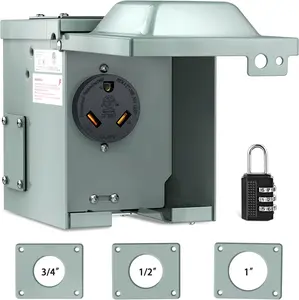 Nilight 30AMP RV Power Outlet Box 125V NEMA TT-30R Receptacle Heavy Duty Pre-drilled ETL Listed Enclosed Lockable Box Waterproof for Camper Caravan Motorhome Van