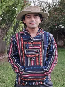 Namaste yellow hippie unisex puncho retro multicolored baja nepalese pullover limited edition handmade fashionable gheri warm pullover