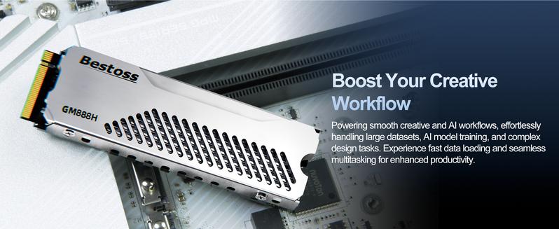 Bestoss GM888 H Gaming SSD with Heatsink up to 7300mb/s NVMe M.2 PCIe Gen4 Internal Solid State Drive  for PS5 1TB-4TB Storage for PC