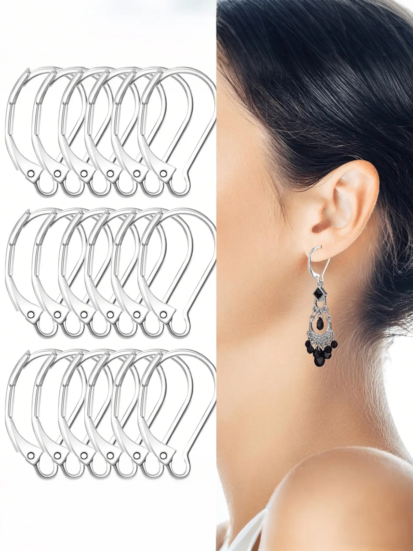 20PCS Stainless Steel Leverback Earring Hooks, Gold & Silver Mixed Colors, Ear Hook Design, Secure Clasp Earring Findings for DIY Jewelry Making, Secure Earhooks