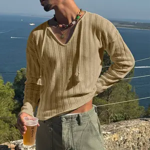 INCERUN Men's Relaxed Fit Boho Knitwear Top - Tropical Vibe Tassel-Knit Fashion Pullover for Summer Beach Vacations