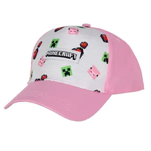 Minecraft Youth Hat Floating Creeper Head Hearts Pig Face Pink Snapback OSFM Cap