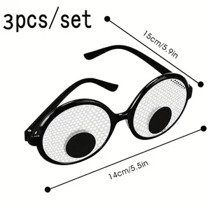 3-Pack Giant Fun Moving Eyeball Rollers – Black Plastic Halloween Costume Accessories with Expressive Eyes, Perfect for Party Pranks, Themed Events & Novel Spooky Gifts for Adults