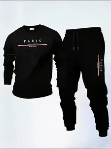 Paris Graphic Men's Coordinated Tracksuit Set - Crewneck & Joggers Comfortable Everyday Outfit for Stylish Men