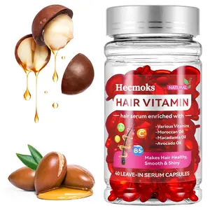HECMOKS Professional Hair Treatment Serum Capsules - Infused with Vitamins A, C, E & Pro B5 for Improved Hair Health, 40 Capsules Haircare Argan Fathersdaygifts