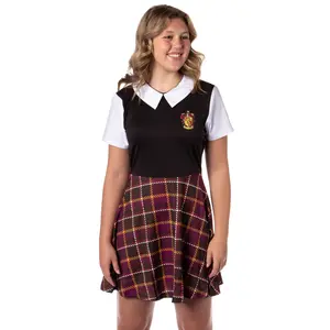 Harry Potter Costume Dress Cosplay Plaid Skirt Dresses For Women Juniors, All 4 Hogwarts Houses Available