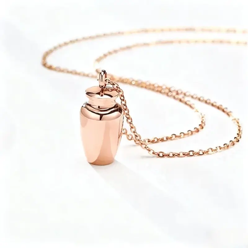 QualityStainlessSteelEarthenJarMemorialCremationUrnPendantNecklace QualityStainlessSteelEarthenJarMemorialCremationUrnPendantNecklace
