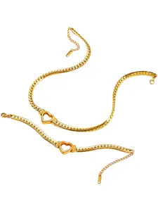 Cuban Link Chain Necklace Hypoallergenic Tarnish-Free Hollow Heart Choker Jewelry Set Gift for Women,Wife,Mother Valentines Day,Mothers Day Dainty Choker Necklace