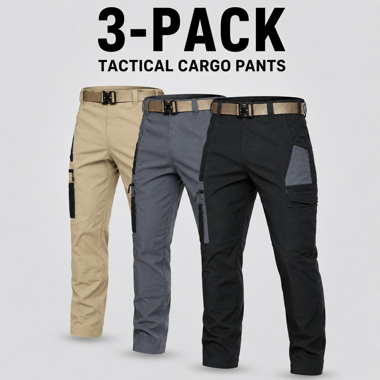 4Pack Men's Tactical Cargo Work Pants, Multi-Pocket Straight Leg Utility Trousers, Outdoor & Workwear | 1/ 2/3/4-pacs