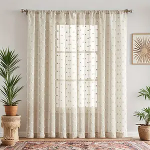 Polka Dot Embroidery Curtain, 1 Count Simple Modern Window Curtain, Home Decorative Curtain for Living Room Bedroom Study Room, Home Decoration Curtain