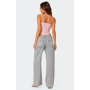 Edikted Women's Bow Pocket Relaxed Jeans