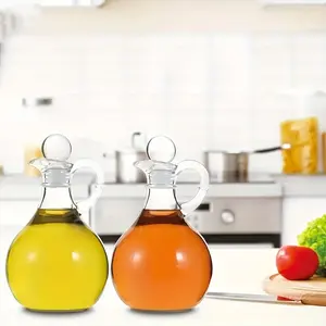 1/2pcs Glass Oil And Vinegar Bottle, Glass Oil And Vinegar Dispenser with Sealing Stopper, Suitable for - Glass Condiment Container for Homemade Oil, Salad Dressing, Honey Bottle, Soy Sauce Bottle
