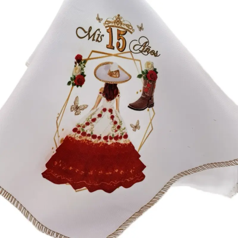 12pcs 12x12in Phthalate-Free Polyester Rustic Decorative Disposable Napkins - Charro Theme Party Favors for Traditional Quinceanera Celebrations