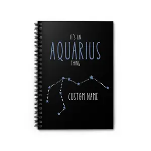 Aquarius Zodiac Spiral Notebook - Perfect for Astrology Lovers, Gift for Aquarius', Custom Name Journal, Birthday Gift, Personalized Notebook
