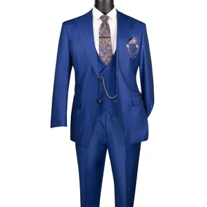 Talitha Collection: Estate Blue 3-Piece Single-Breasted Suit - Luxury Wool Feel - Regular Fit