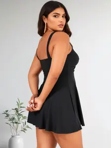 2026 New Plus Size Skirted Swimsuit, Women's Sexy Backless Triangle Two-Piece Bathing Suit