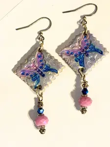 Lavender Butterfly Drop Earrings