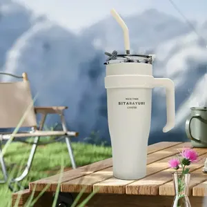 large capacity tumbler 40oz| Leak-Proof Insulated Tumbler with Flip Straw & Cup Holder,  Fit Flasks Lid Leakproof, 40oz