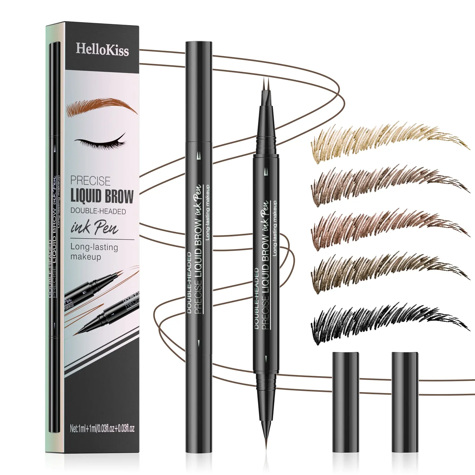 Double-Headed Precision Eyebrow Pencil, 1 Pc Waterproof Ultra-Precise Eyebrow Pen with Brow Styling Brush for Eyebrow Shape, Eyebrow Makeup Tool, Eyebrow Makeup Products and Makeup Accessories, Eye Brow Pens