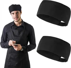 Yolev 2Pcs Unisex Chef Hats - Adjustable Kitchen Caps for Cooking & Food Service - Black