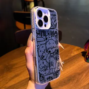 Dark Doodle Aesthetic Pattern for iPhone Case:  Luxury Design with Enhanced Protection The perfect gift for a holiday or birthday |for iPhone 16/15/14/13/12/11 Silicone Screen Protector for phone cases iphone 16 case iphone 13 cases xiaoye