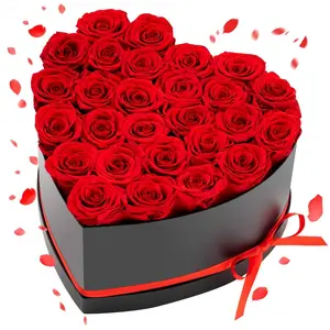 VEVOR Forever Flowers, 27 Preserved Roses in a Heart Shape Box, Eternal Flowers Immortal Bouquet Birthday Present for Delivery Prime Women Her Wife Mothers, Anniversary, Valentine's Day, Christmas, Red