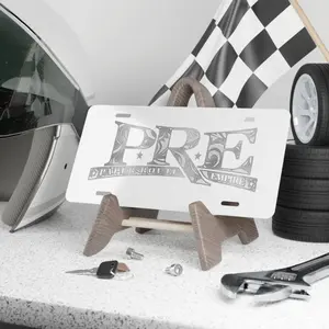 PRE Paper Route Empire Printed Decorative License Plate -Scroll Pattern White Aluminum Car Tag 12x6 Pre-Drilled Hip Hop Merch