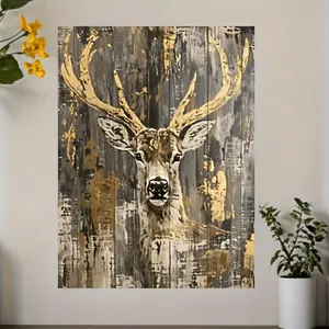 2D Flat, 2D Flat, 1pc of Frameless Painting, Abstract Deer Canvas Art, Rustic Deer Poster, Modern Home Wall Art Decoration for WC, Living Room, Bedroom, Office, Dining Room, Bar Wall Decor, Printed, Artwork, Perfect Gift And Decoration