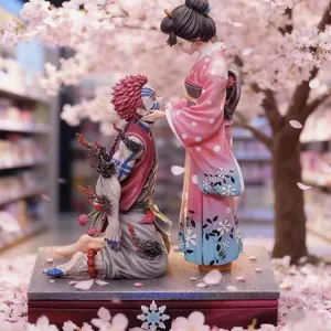 2026 new 27cm Demon Slayer GK Popart Akaza & Koyuki Figure Anime Collectible Model Toy Cherry Blossom Scene Statue Desktop Ornament Gift