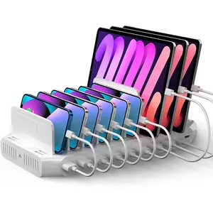 USB C  Station, 120W 10 Port Type C  Organizer for Multiple Devices, , Smartphones, Tablets, Supports 10 iPads  Simultaneously- [UL Certified]