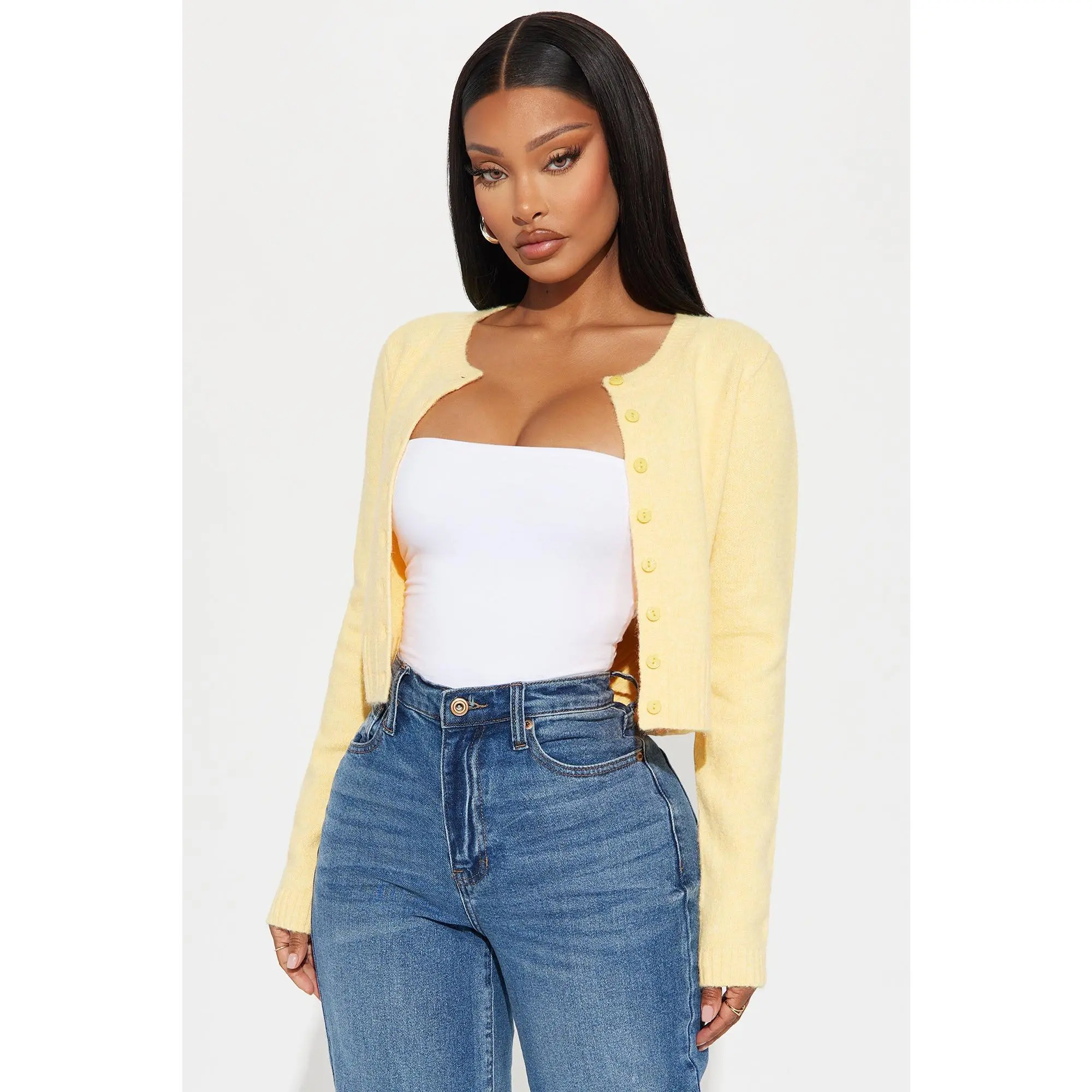 Sweet Sensation Cropped Cardigan - Yellow