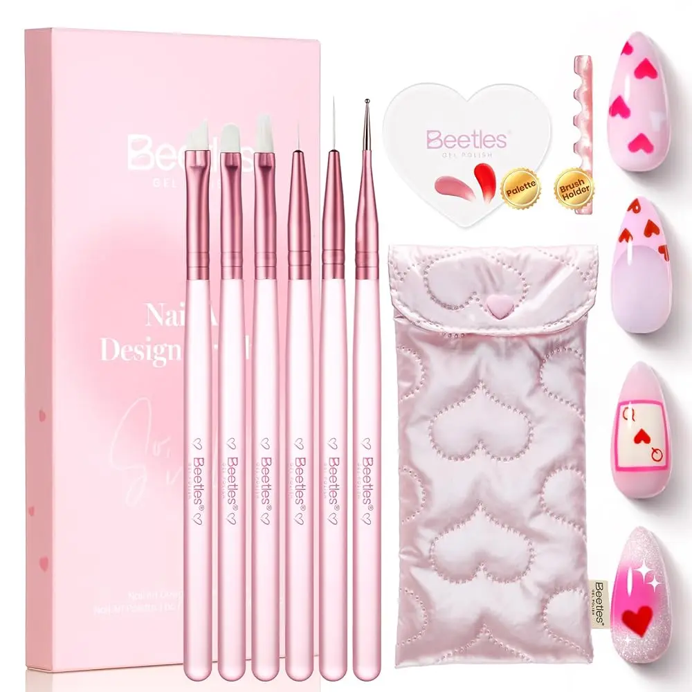 Valentines Nail Art Brushes 6Pcs 