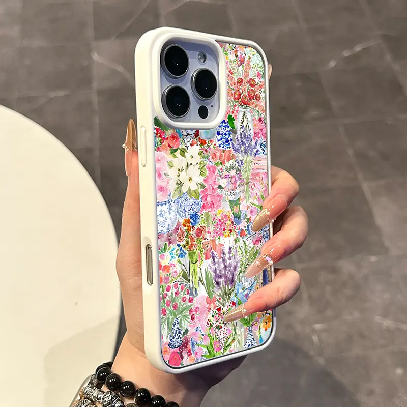 Magnetic Compatible Case for iPhone 17 16 E Pro Max 15 Plus 14 13 12 11 XS XR, Kawaii Floral Collage Pattern | Lightweight, Shockproof, Silicone, Aesthetic, and Scratch Resistant