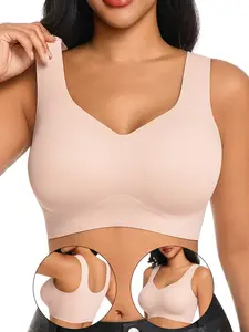 Women's Seamless Large Bust Bra, No Steel Cup Soft Support Plus Size Backless Vest Style, Comfortable and Stylish Underwear